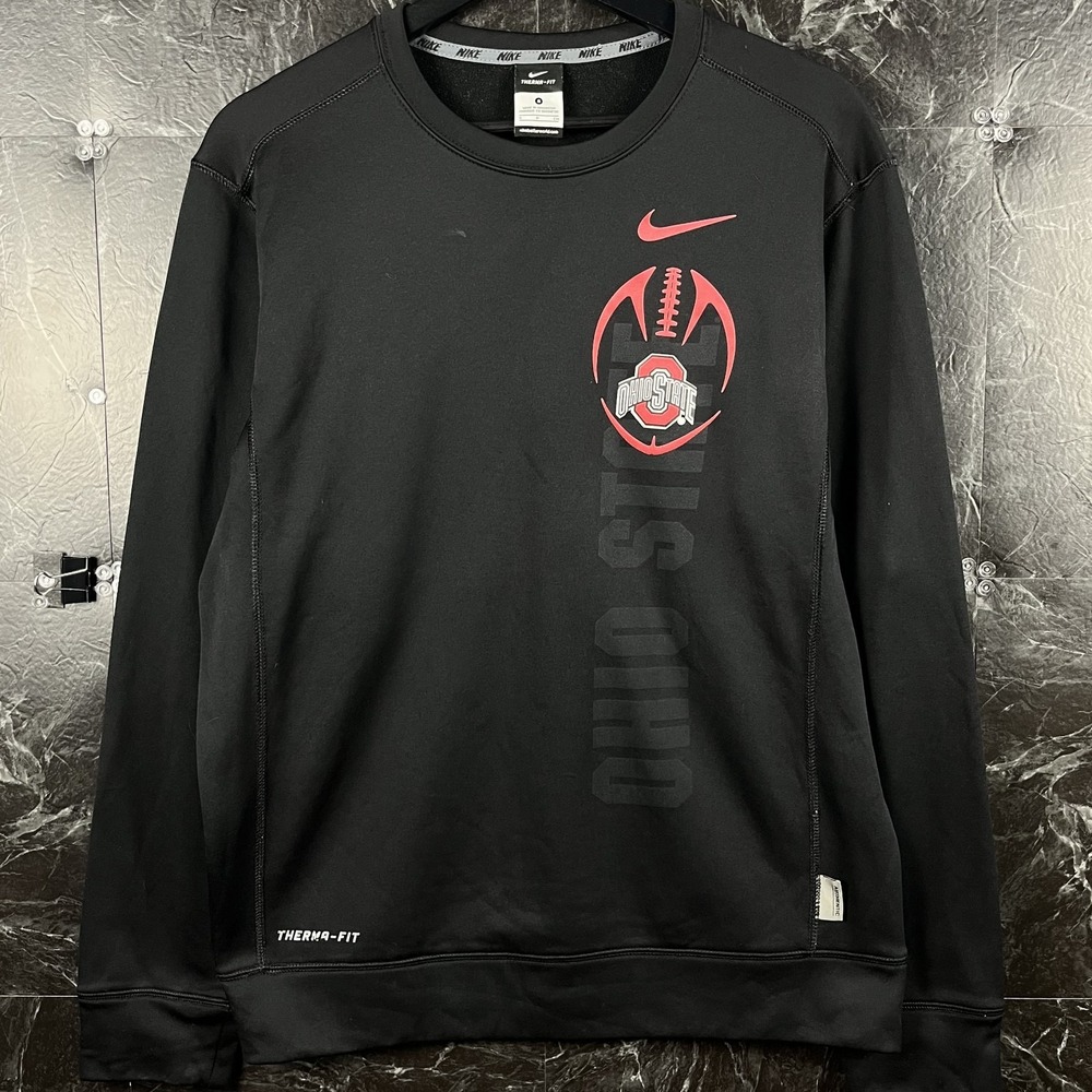 Nike Men's Black Therma-Fit Fleece Ohio State Sweatshirt Small